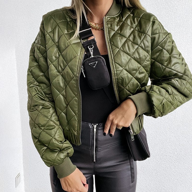 Winter coat womens bubble coat custom Diamond quilted cotton lining streetwear women cropped puffer jacket