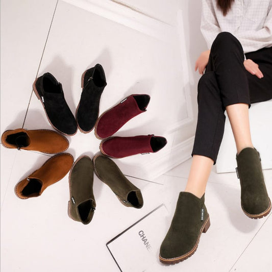 Winter lady fashion simplicity shoes women suede ankle boots