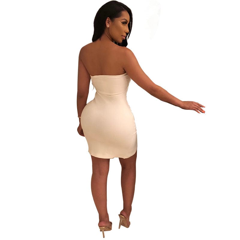 Women Dress 2022 Off Shoulder Dresses Women Lady Elegant Asymmetric Tube Top Bodycon Dress