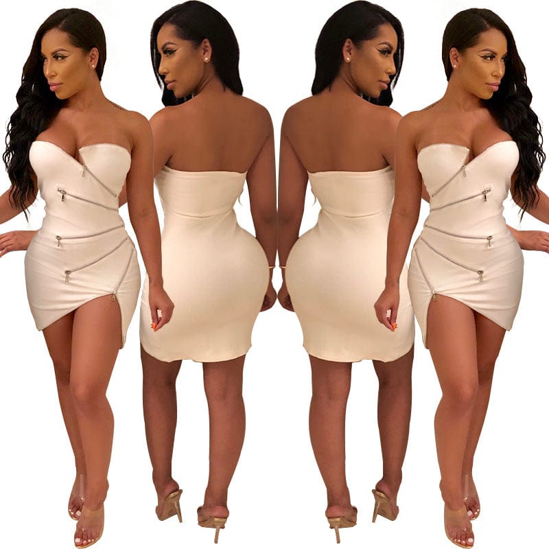 Women Dress 2022 Off Shoulder Dresses Women Lady Elegant Asymmetric Tube Top Bodycon Dress