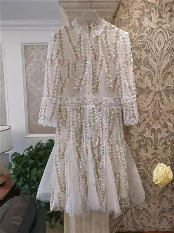 women luxury embroidery dress fashion mesh dress curious fishtail dress