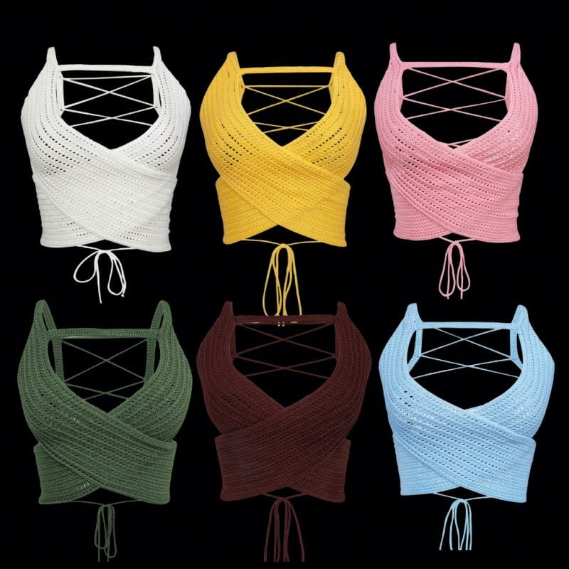 Women's Clothing Fall 2022 Y2K Basic Sleeveless Open Back Straps Tops Women Hollow Knitted Sweater Sexy Crop Tops