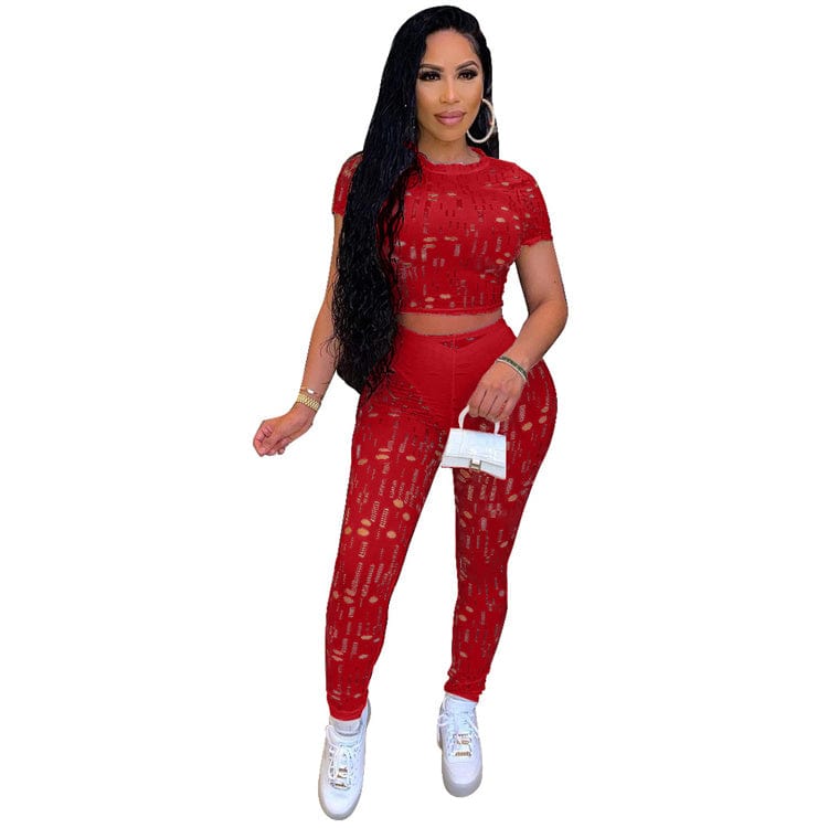 Women'S Lips Stacked Pants 2 Piece Set Women Outfit Pants Sets Pencil Trousers