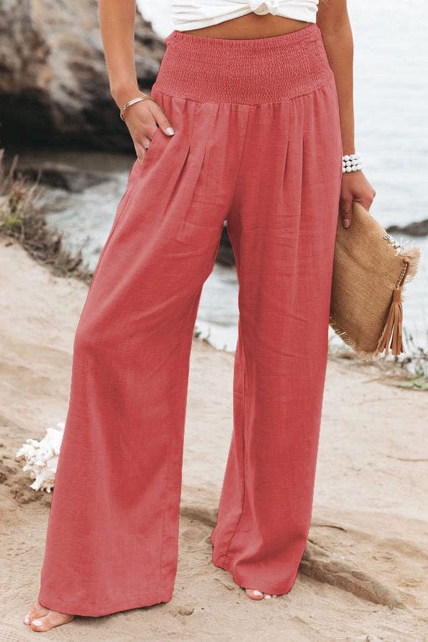 women's pants & trousers	long cotton linen casual wide leg pants for ladies