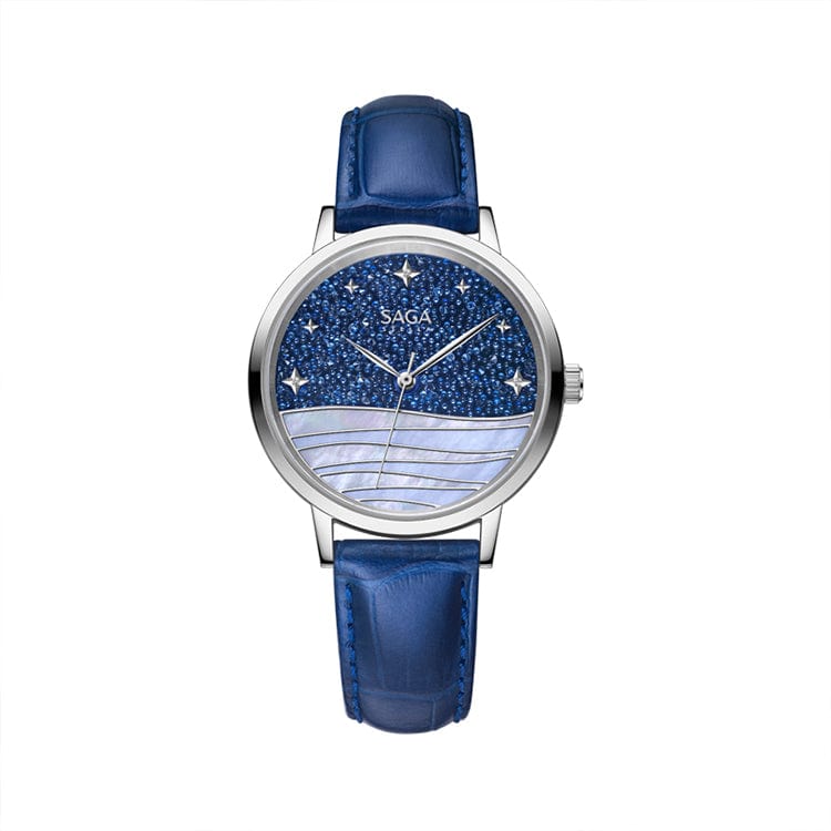 WOMEN / Starry Blue Surface Leather Strap SAGA 53624 Private Label Luxury Watches Dropshipping Brand Designer Watches