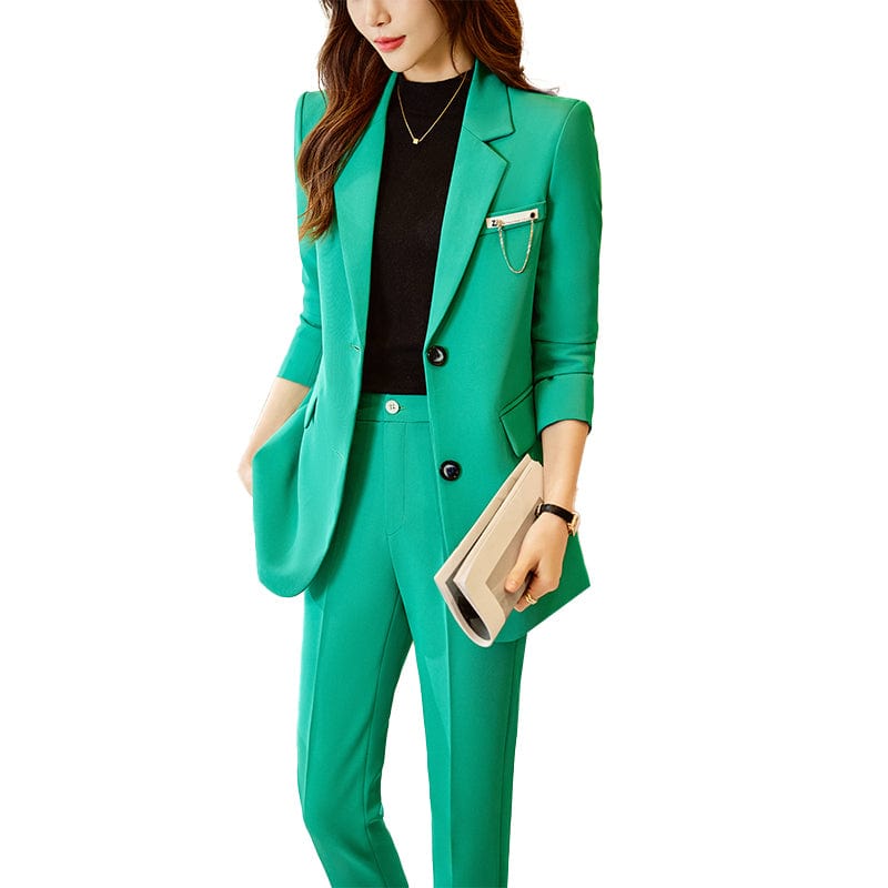 Women Suits OEM Wholesale 2 Piece Solid Set for Women Business Office Lady Work Wear Two Button Clothes Blazer with Trousers