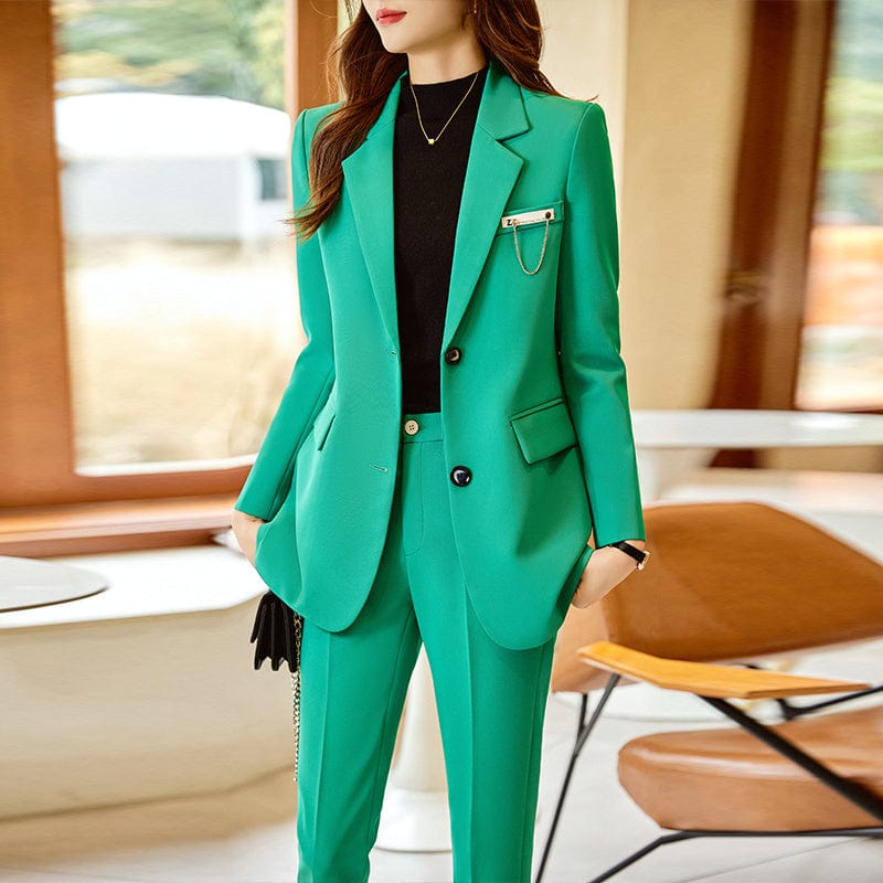 Women Suits OEM Wholesale 2 Piece Solid Set for Women Business Office Lady Work Wear Two Button Clothes Blazer with Trousers