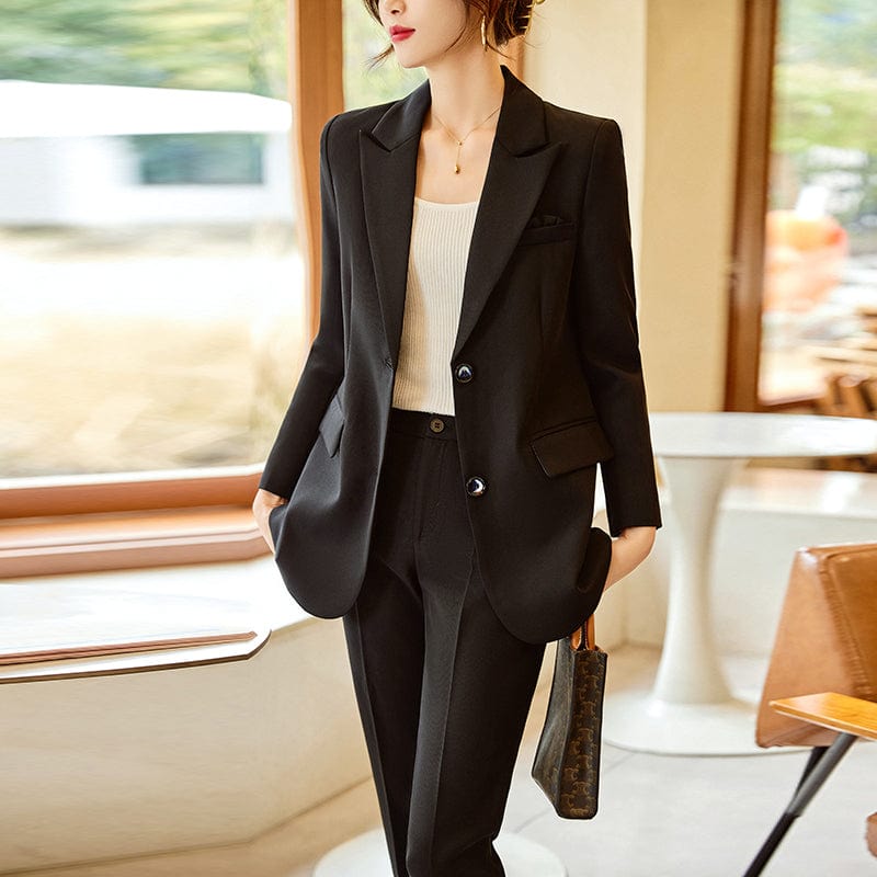 Women Suits OEM Wholesale High-quality 2 Piece Set for Women Business Office Lady Work Wear Two Button Clothes Blazer with Trousers