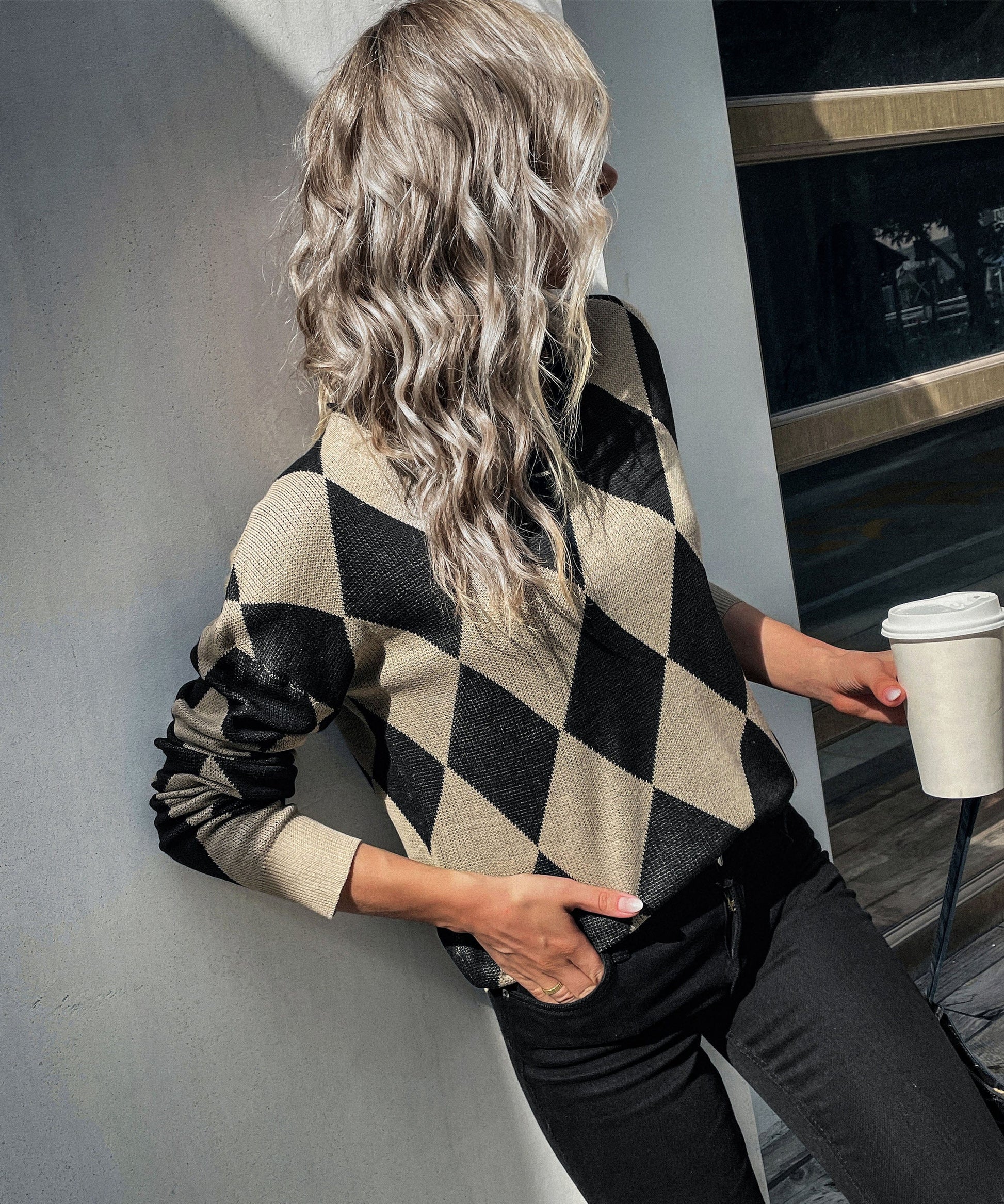 Womens Argyle Sweater Pullover Women's Knitted Winter Sweaters Female Jacquard Cashmere Sweater