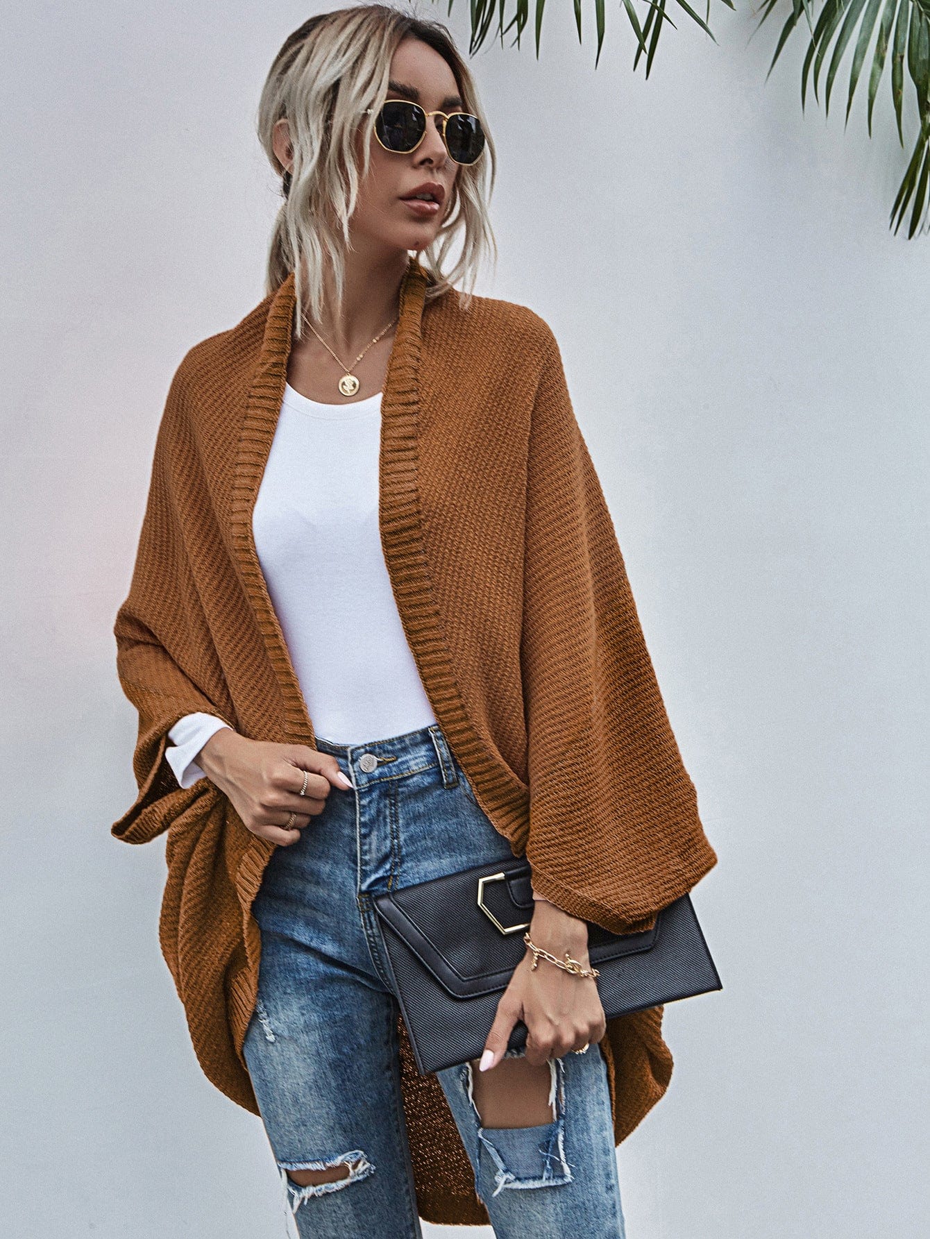 womens clothing 2022 American women's sweaters winter new loose knit cardigan languid lazy wind pocket long sweater coat