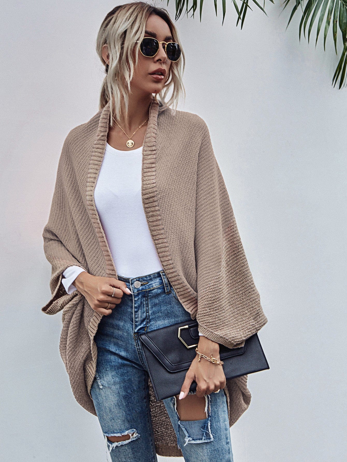 womens clothing 2022 American women's sweaters winter new loose knit cardigan languid lazy wind pocket long sweater coat