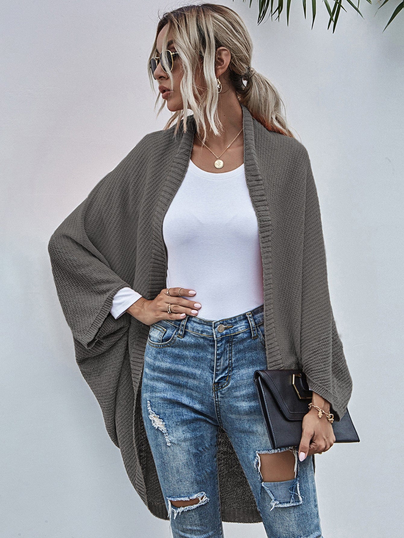 womens clothing 2022 American women's sweaters winter new loose knit cardigan languid lazy wind pocket long sweater coat