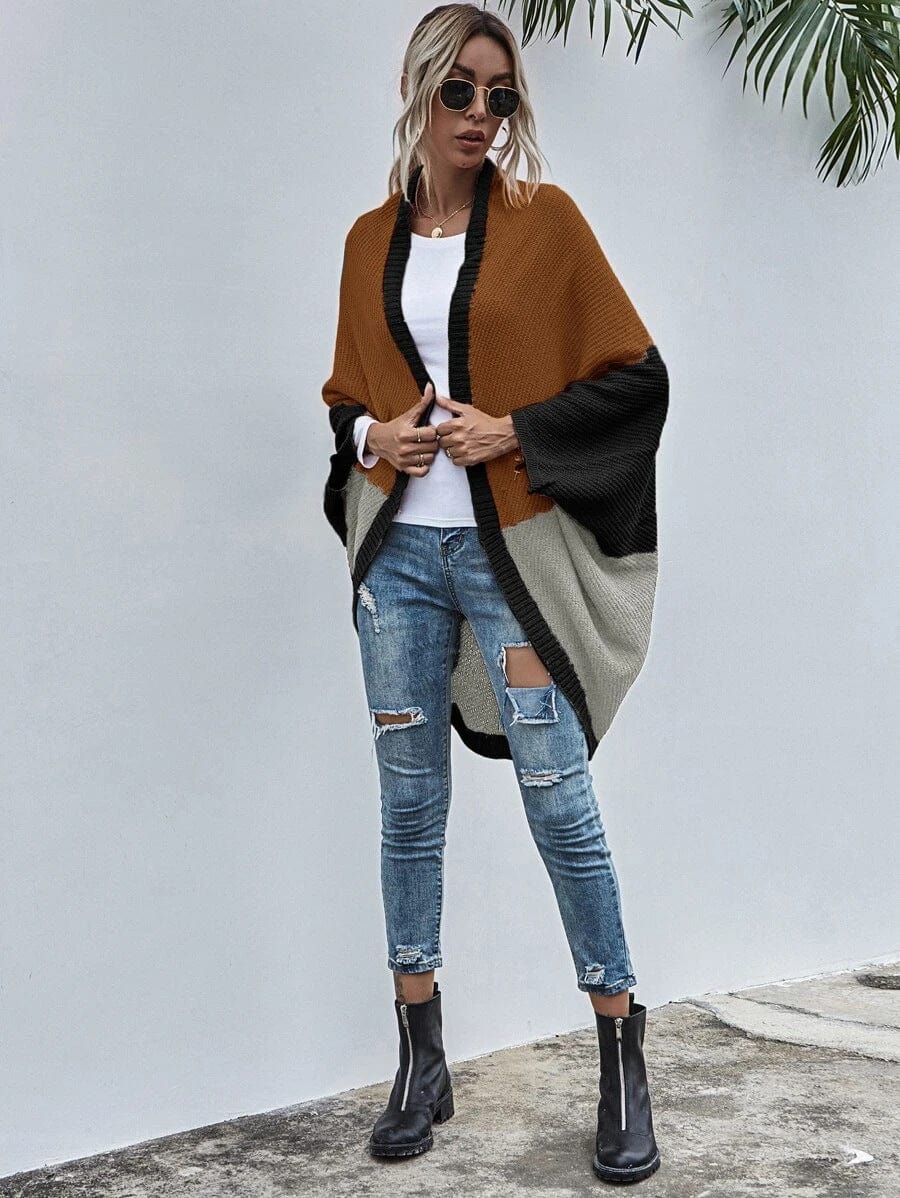 womens clothing 2022 American women's sweaters winter new loose knit cardigan languid lazy wind pocket long sweater coat