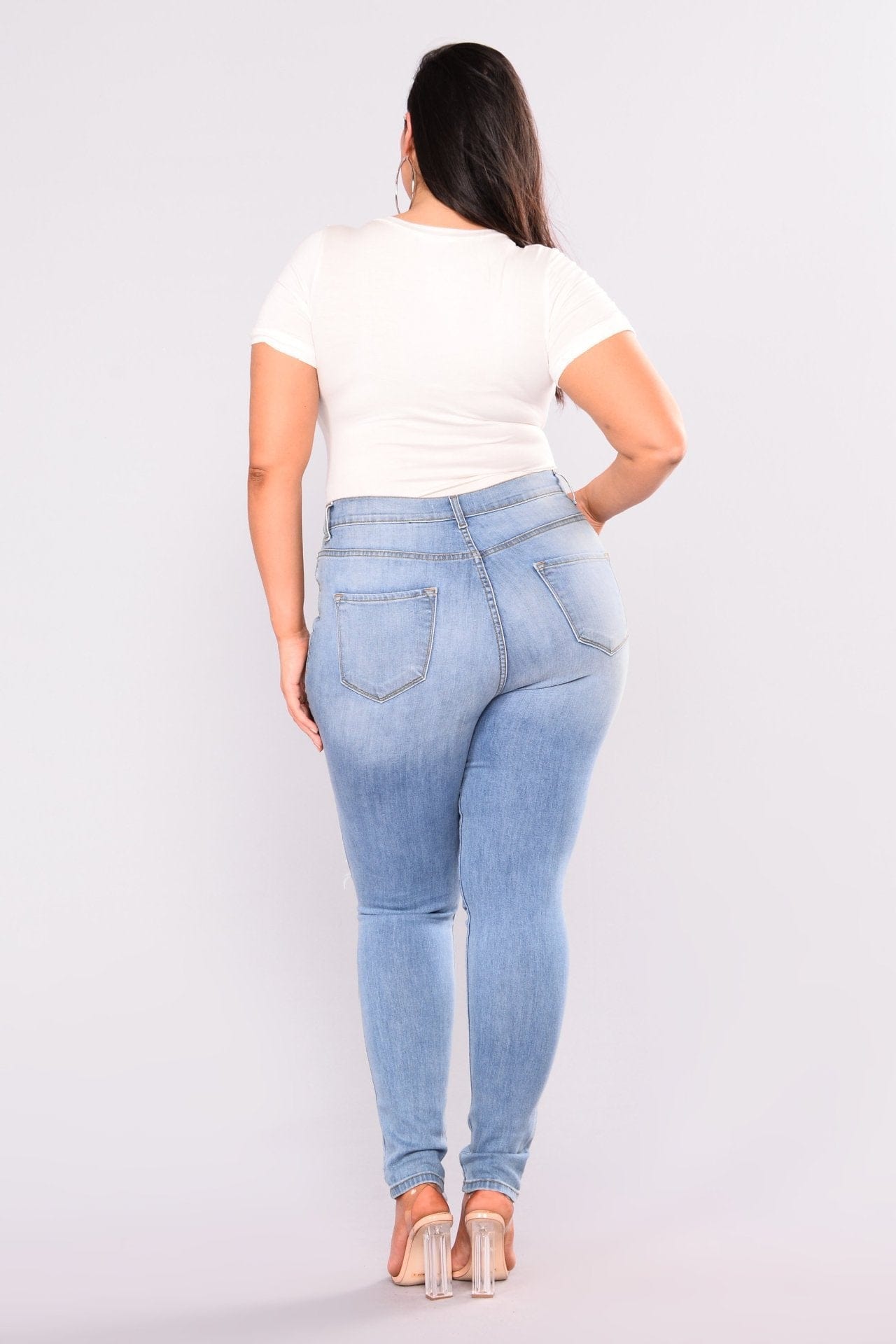 WY-8262 Plus Size Women'S Trousers Slim Fit Women'S Jeans With Ripped Feet