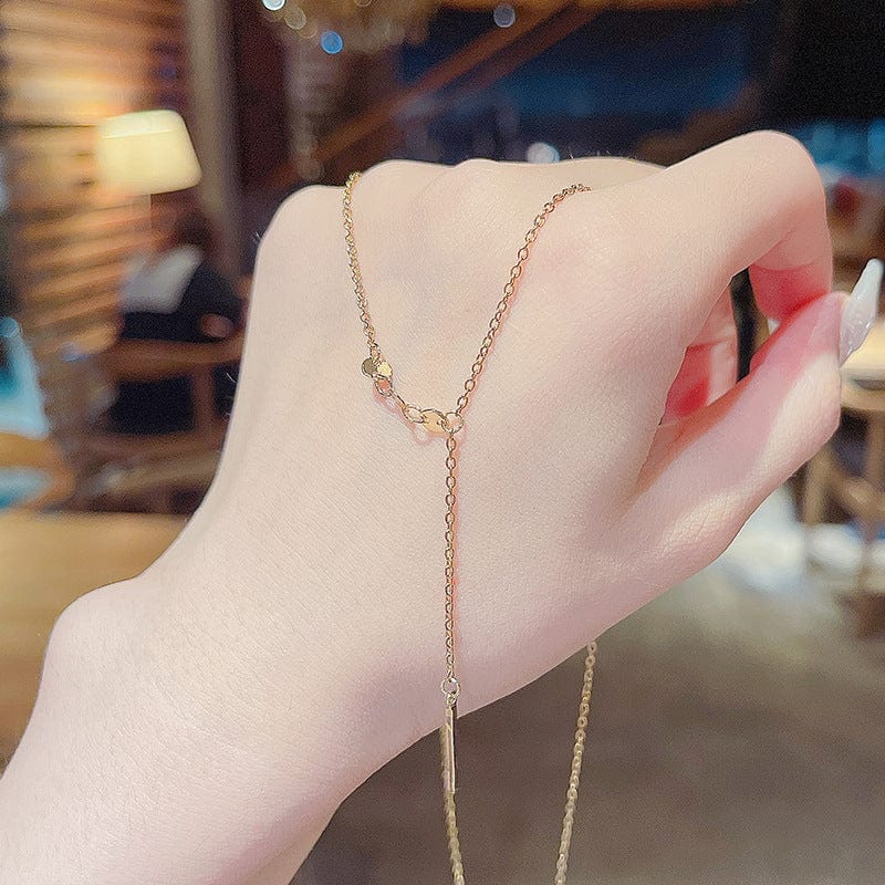 X548 gold New Stainless Steel Jewelry  Tassel Pendant Necklace Exquisite Clavicle Chain For Women