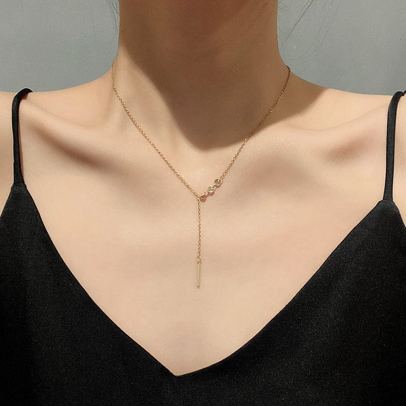 X548 gold New Stainless Steel Jewelry  Tassel Pendant Necklace Exquisite Clavicle Chain For Women