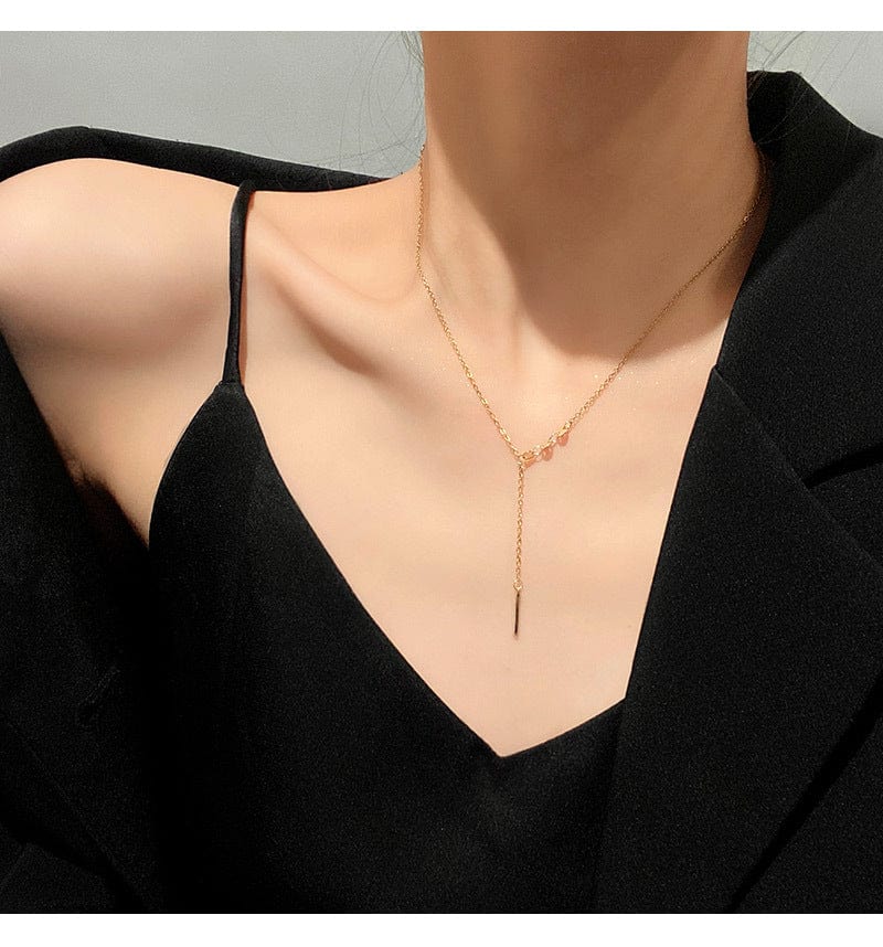 X548 gold New Stainless Steel Jewelry  Tassel Pendant Necklace Exquisite Clavicle Chain For Women