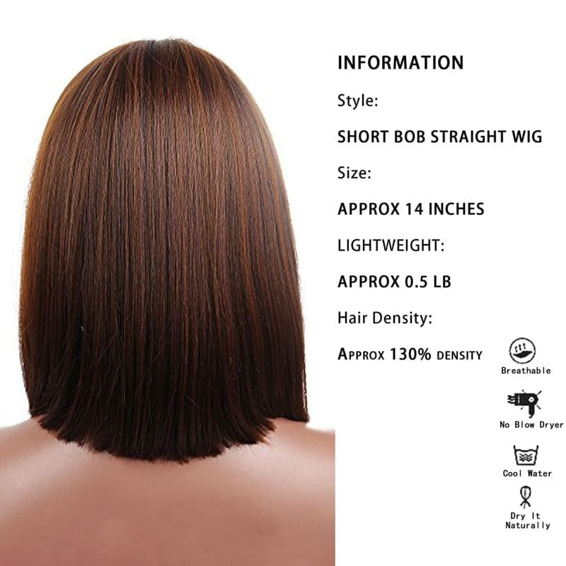 Xianniao Amazon New Style Short Black Straight Bob Wigs with Bangs Synthetic Wig for Black Women Party Daily Use Shoulder Length