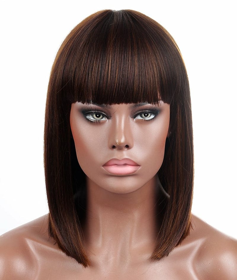 Xianniao Amazon New Style Short Black Straight Bob Wigs with Bangs Synthetic Wig for Black Women Party Daily Use Shoulder Length