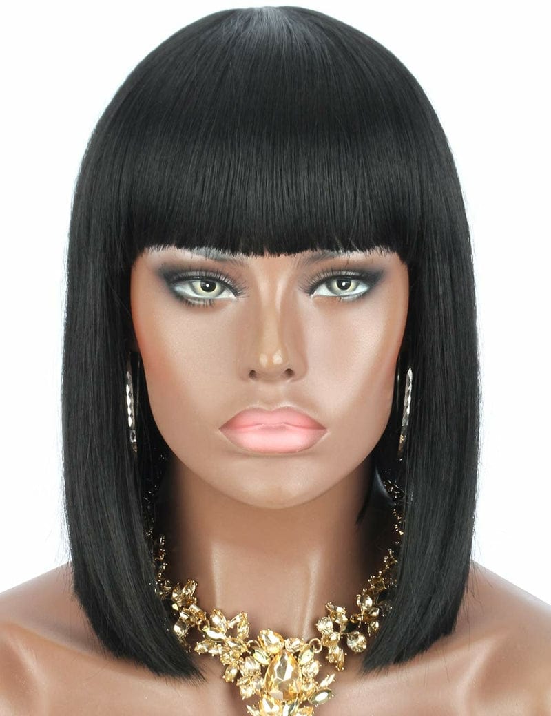 Xianniao Amazon New Style Short Black Straight Bob Wigs with Bangs Synthetic Wig for Black Women Party Daily Use Shoulder Length