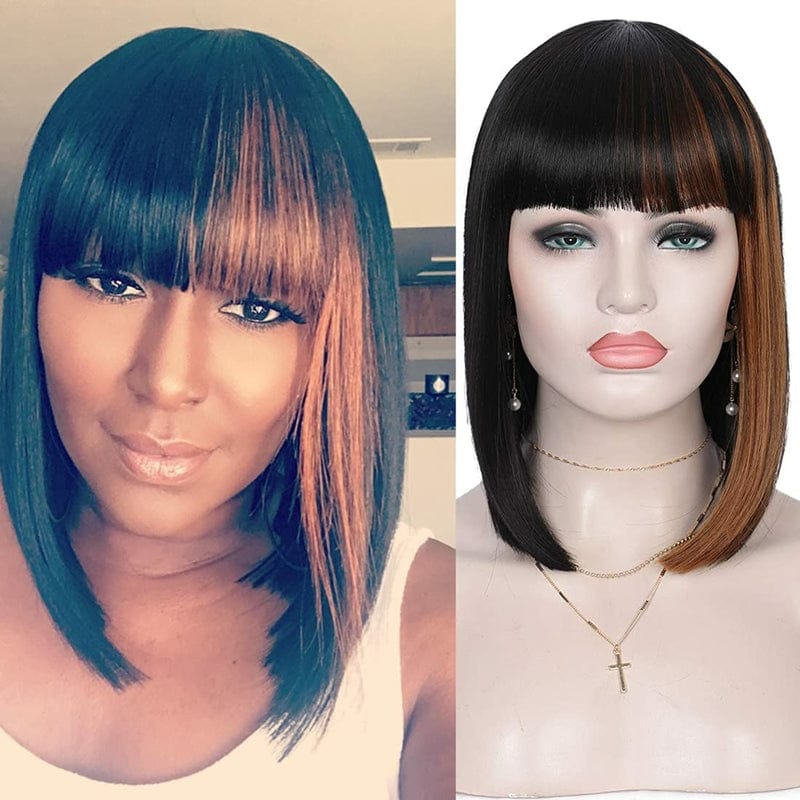 Xianniao Amazon New Style Short Black Straight Bob Wigs with Bangs Synthetic Wig for Black Women Party Daily Use Shoulder Length