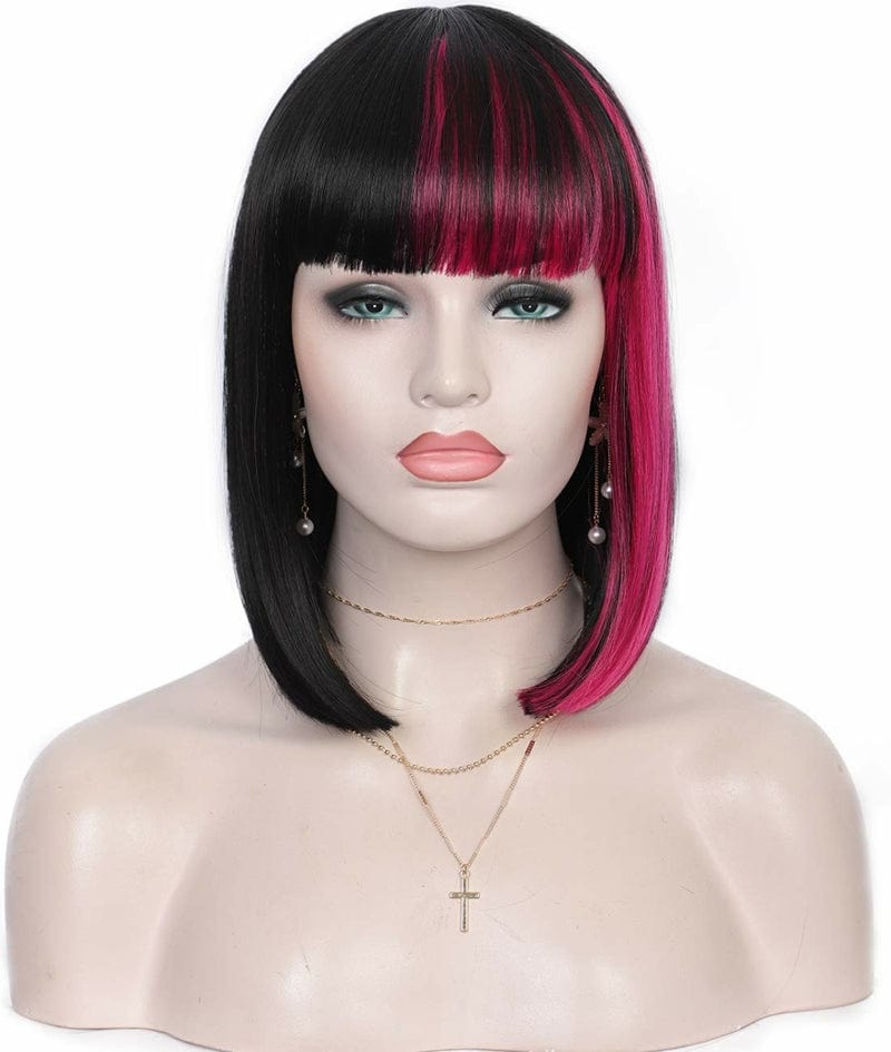 Xianniao Amazon New Style Short Black Straight Bob Wigs with Bangs Synthetic Wig for Black Women Party Daily Use Shoulder Length