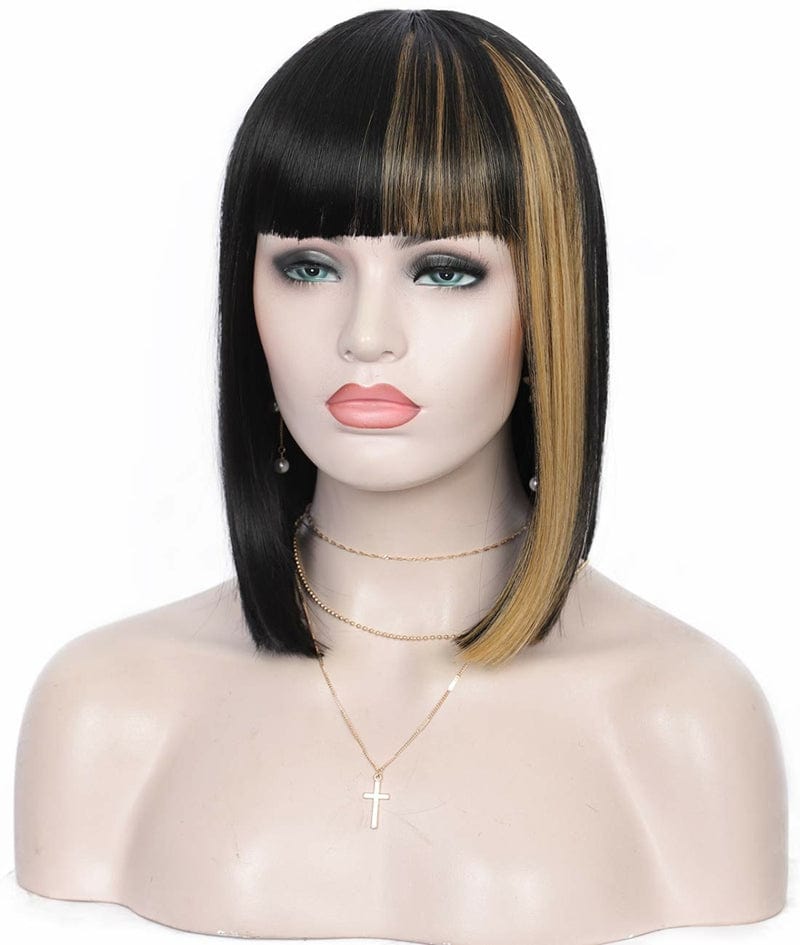 Xianniao Amazon New Style Short Black Straight Bob Wigs with Bangs Synthetic Wig for Black Women Party Daily Use Shoulder Length