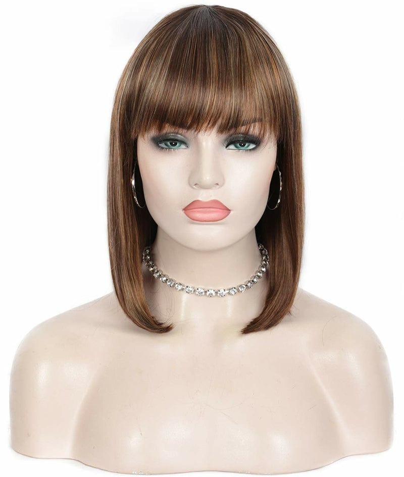 Xianniao Amazon New Style Short Black Straight Bob Wigs with Bangs Synthetic Wig for Black Women Party Daily Use Shoulder Length