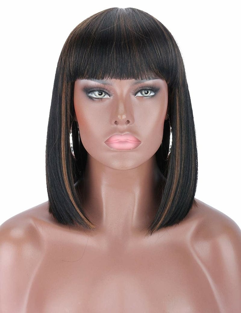 Xianniao Amazon New Style Short Black Straight Bob Wigs with Bangs Synthetic Wig for Black Women Party Daily Use Shoulder Length