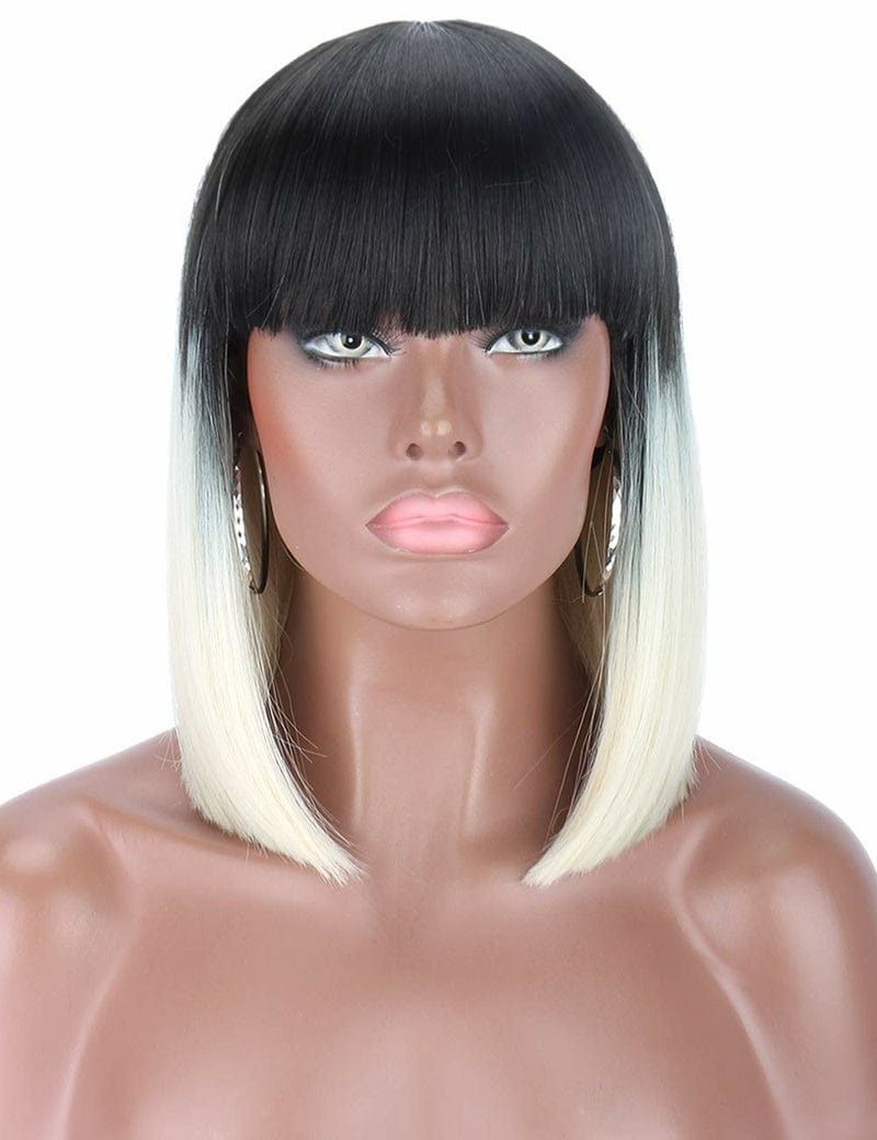 Xianniao Amazon New Style Short Black Straight Bob Wigs with Bangs Synthetic Wig for Black Women Party Daily Use Shoulder Length