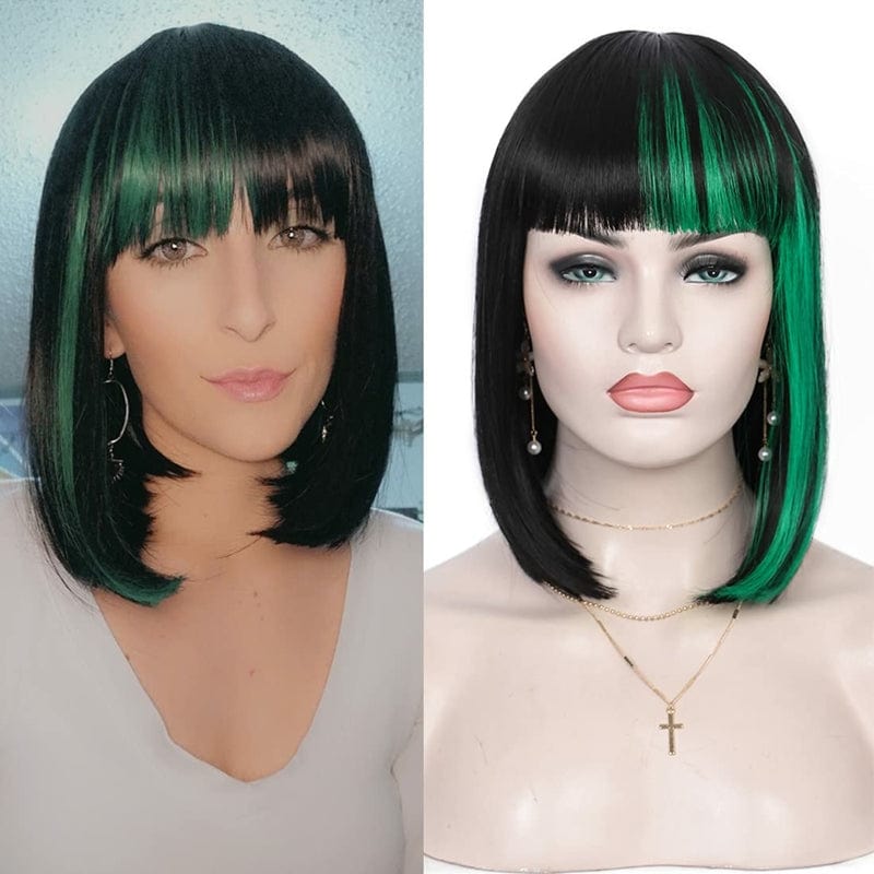 Xianniao Amazon New Style Short Black Straight Bob Wigs with Bangs Synthetic Wig for Black Women Party Daily Use Shoulder Length