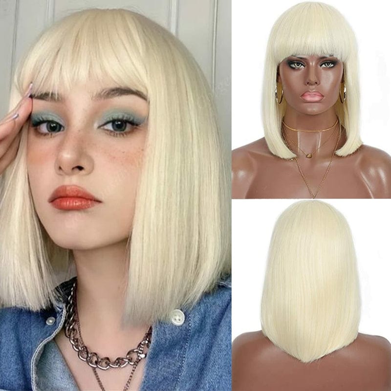 Xianniao Amazon New Style Short Black Straight Bob Wigs with Bangs Synthetic Wig for Black Women Party Daily Use Shoulder Length