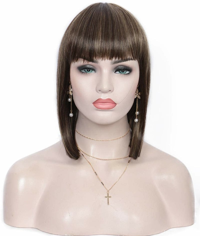 Xianniao Amazon New Style Short Black Straight Bob Wigs with Bangs Synthetic Wig for Black Women Party Daily Use Shoulder Length