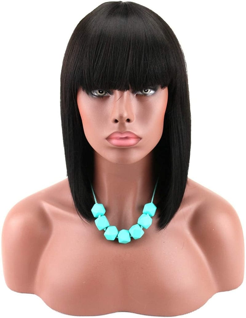 Xianniao Amazon New Style Short Black Straight Bob Wigs with Bangs Synthetic Wig for Black Women Party Daily Use Shoulder Length