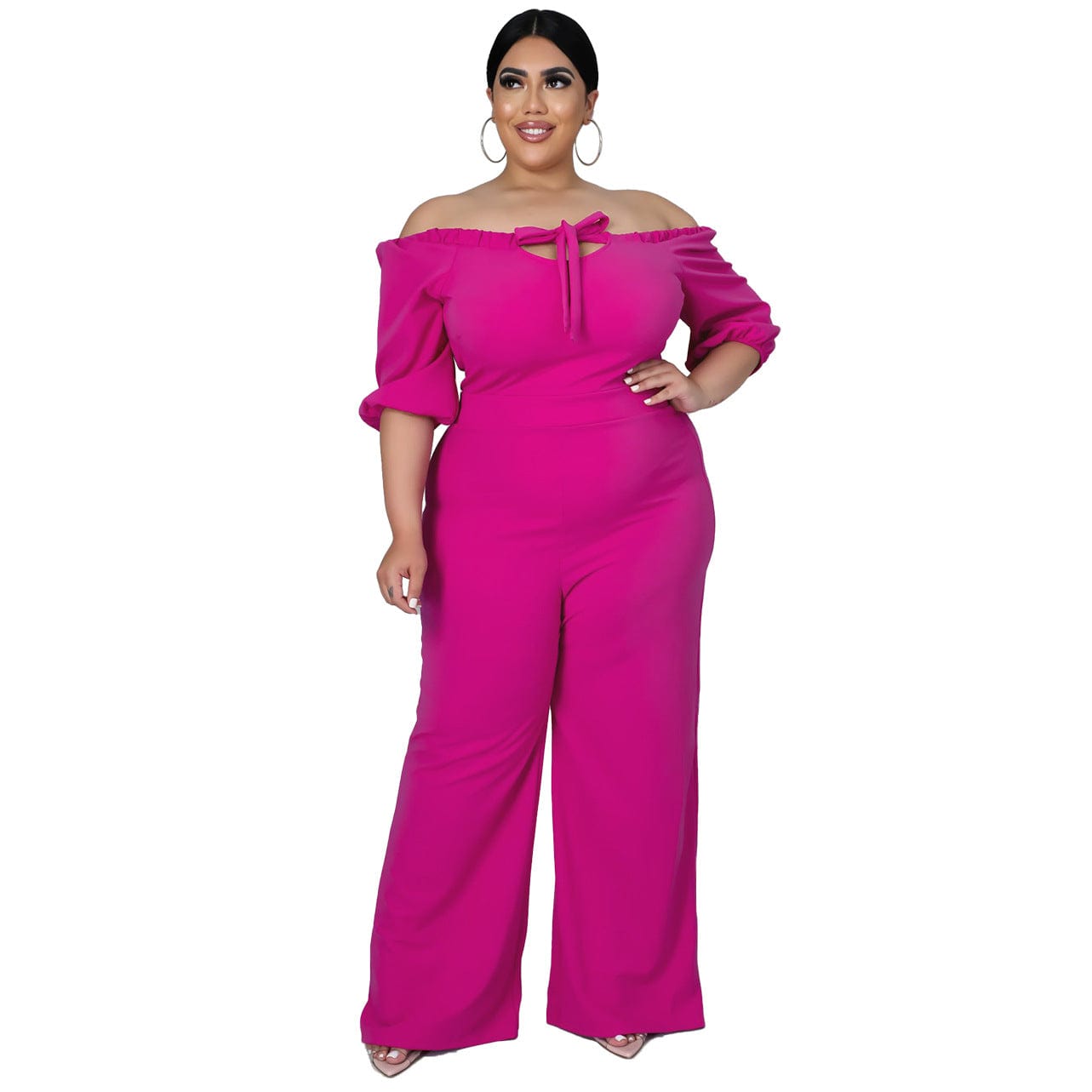 XL / 3 KX-N7291  Office lady long sleeve rompers and jumpsuit off shoulder solid women elegant plus size jumpsuits