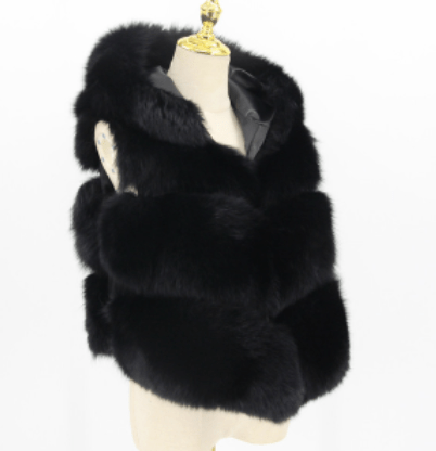 XL / Black QIUCHEN QC20077  new arrival women fur coat real fox fur vest hood gilet jacket luxury fashion fur clothes