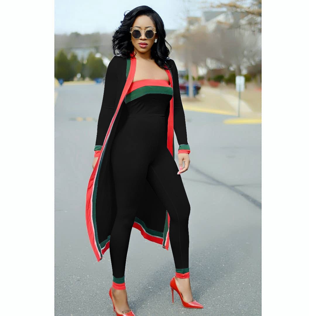 XL / Black Wholesale Latest Fashion Women Suits 3 Piece Long Sleeve Cardigan Coats High Waisted Ladies Oversized Pants 3 Piece Suit