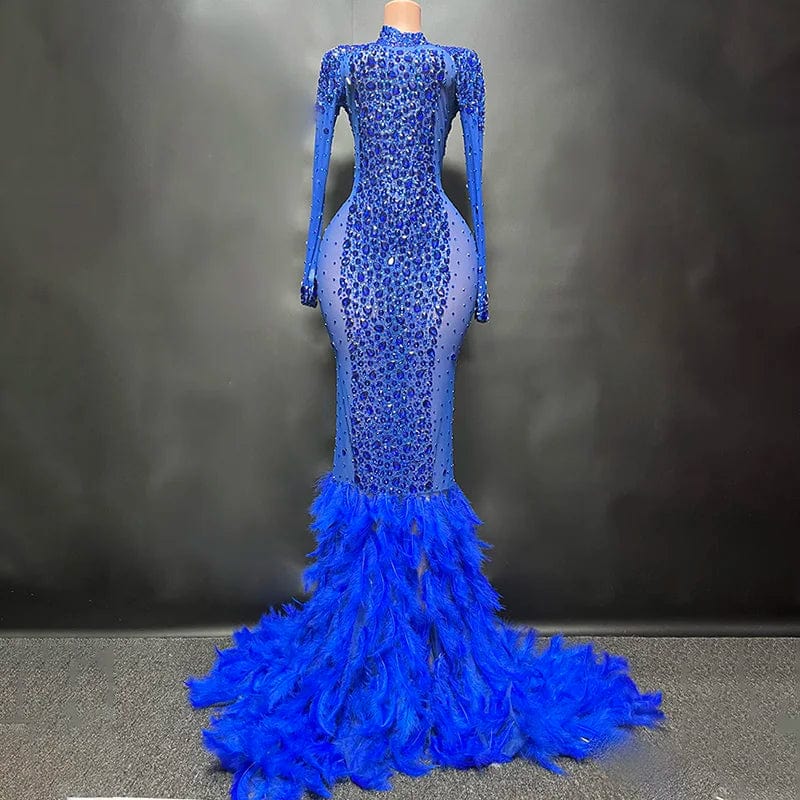 XL / Blue Novance Y2222 Hot Selling Products 2024 Western Cocktail Dress Evening Prom Boutique Club Dress Bridal Robe Feather Party Gowns