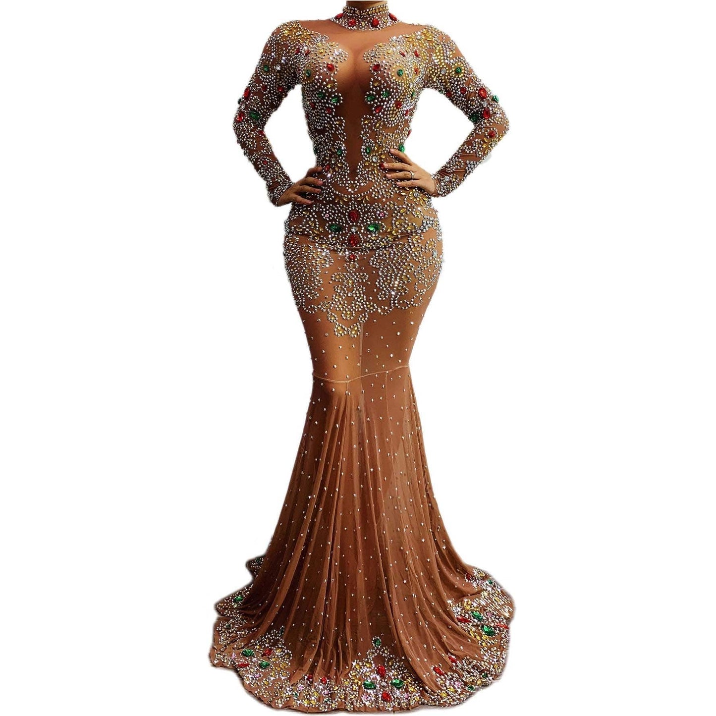 XL / Brown Nocance Y1752-Bb Custom Logo Women Body Dress Crystal Diamond Shinny Maxi Dress Blue Party Robe De Mariage Mode 2022