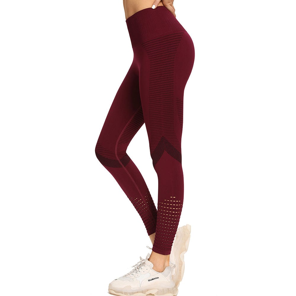 XL / Burgundy Custom Logo 2022 High Waisted Tummy Control Butt Lifting Seamless Yoga Leggings For Women