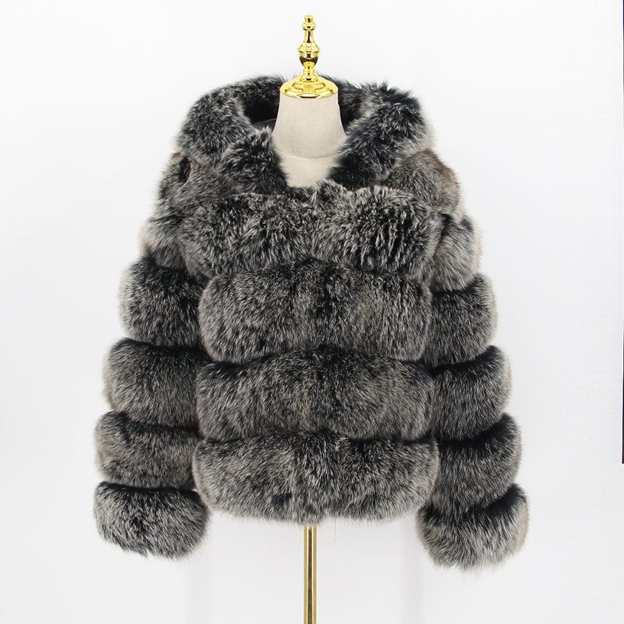 XL / caramel QIUCHEN-QC8143  arrival thick fur coat real fox fur jacket with hood stand collar outfit hoodies plus size coats fo