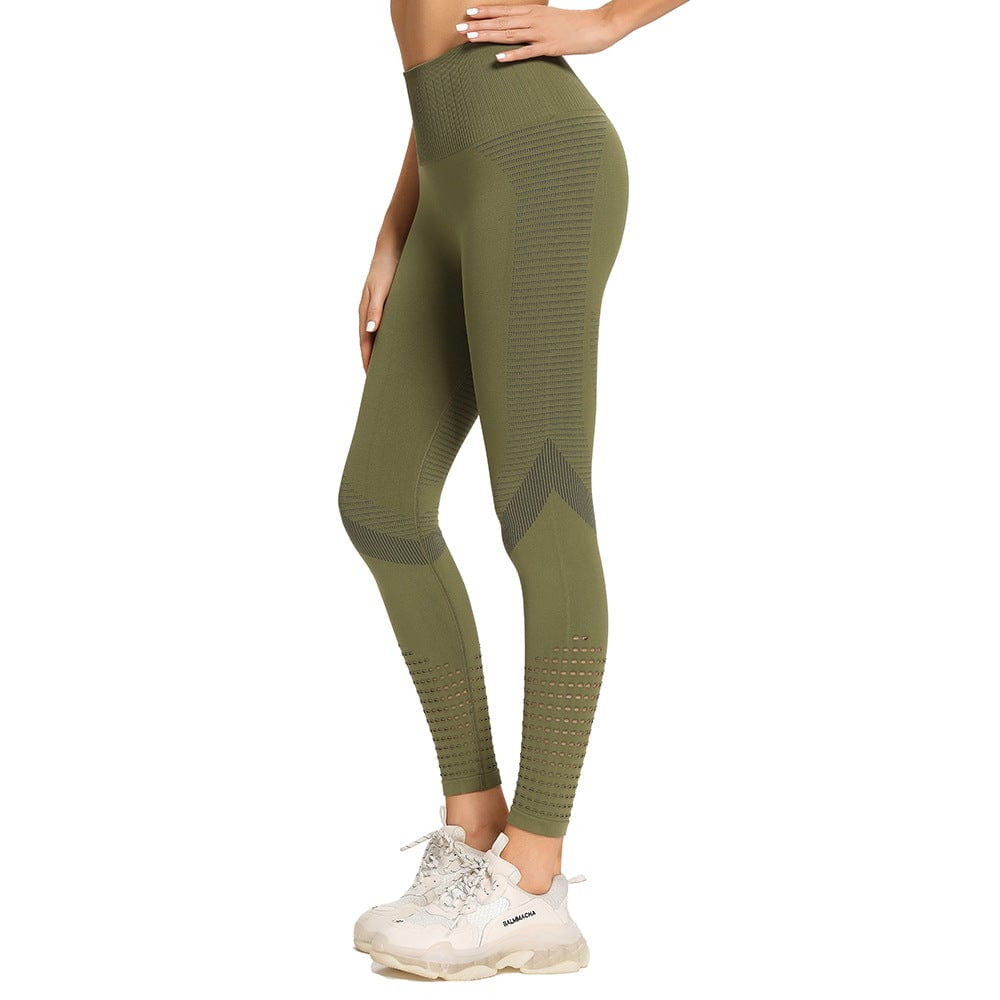 XL / Green Custom Logo 2022 High Waisted Tummy Control Butt Lifting Seamless Yoga Leggings For Women