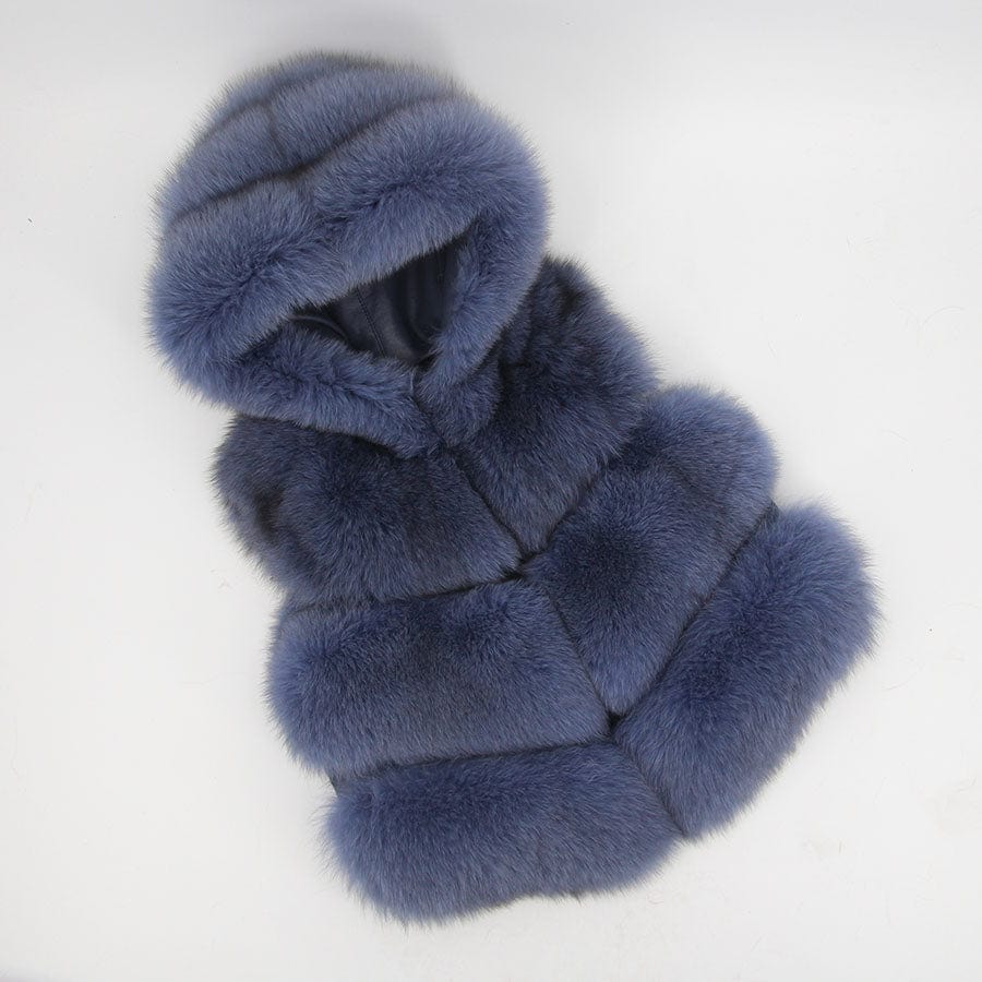 XL / jean blue QIUCHEN QC20077  new arrival women fur coat real fox fur vest hood gilet jacket luxury fashion fur clothes