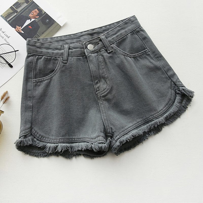 XL / Light gray Wholesale 2022 Summer Zipper Fly Lady Casual Denim Ripped Shorts Women Short Jeans