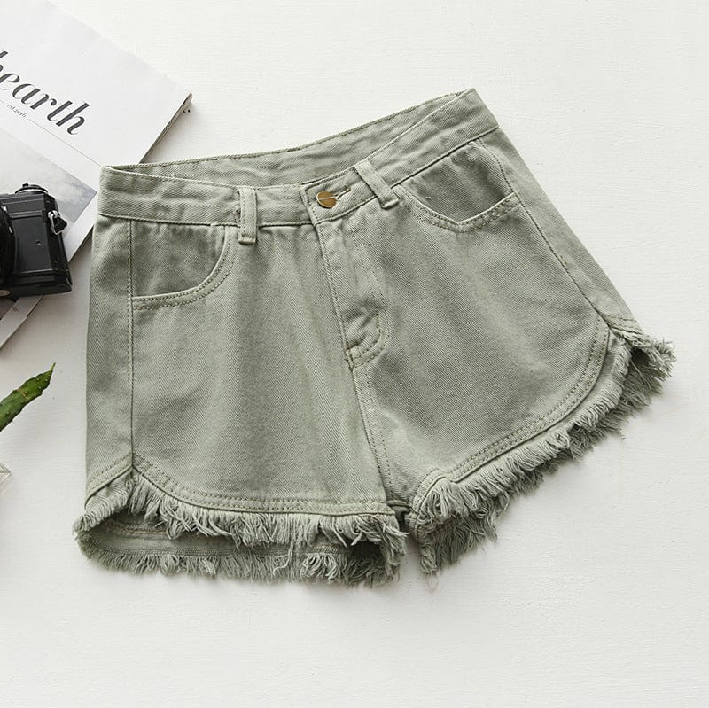 XL / Light green Wholesale 2022 Summer Zipper Fly Lady Casual Denim Ripped Shorts Women Short Jeans