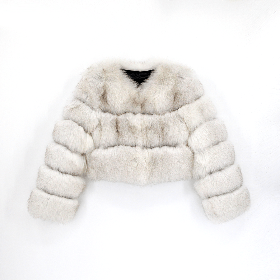 XL / Natural White QIUCHEN QC22068  2022 New Warm Fashion Winter Short Thick Women Jacket Silver Arctic Fox  Real Fox Fur Coat