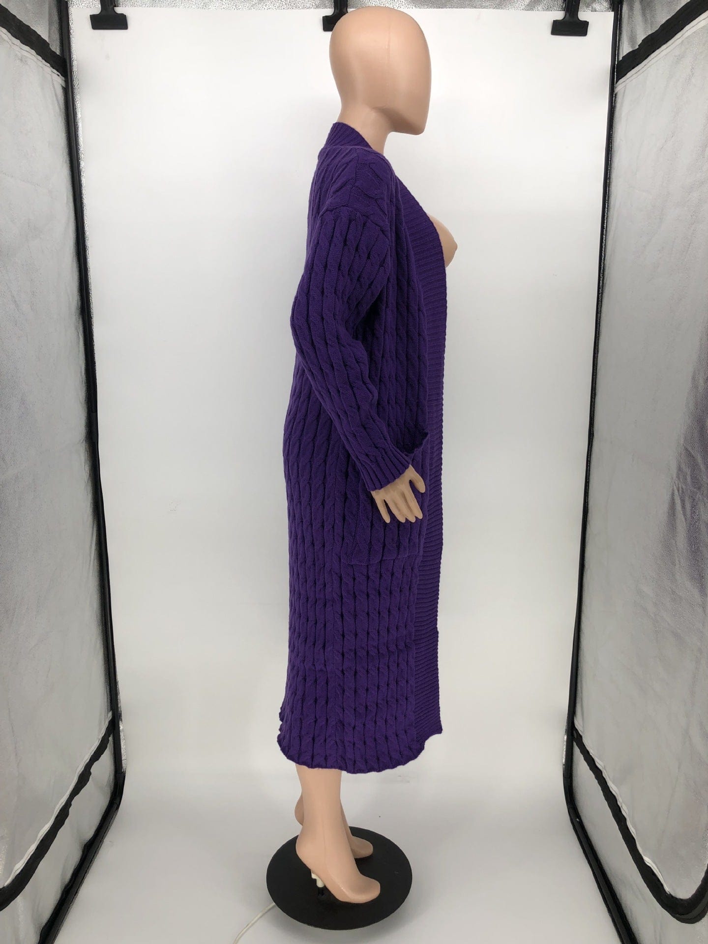 XL / Purple Hot Style New Rib Knitted Womens Wool 2022 winter sweater women cashmere long sweater cardigan women