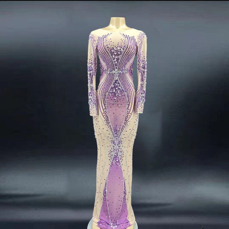 XL / Purple Novance Women Luxury Prom Dresses 2022 Crystal Long Sparkling Wedding Dress Fashion Night Gown Evening Prom Sequin Evening Dress