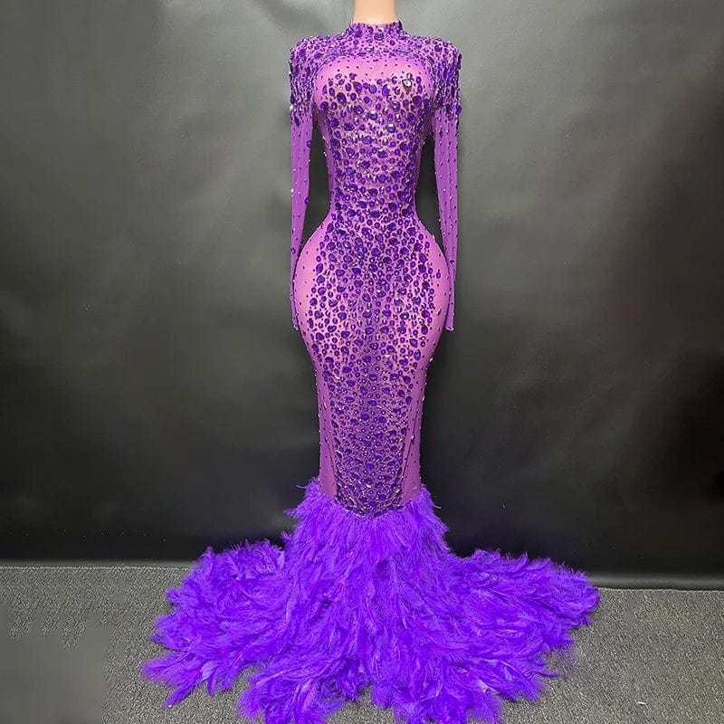 XL / Purple Novance Y2222 Hot Selling Products 2024 Western Cocktail Dress Evening Prom Boutique Club Dress Bridal Robe Feather Party Gowns