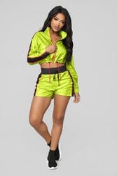 XXL / Green S3087  Women Casual Tracksuit Outwear Ladies Zip Jacket Shorts Fashion Training Tracksuit